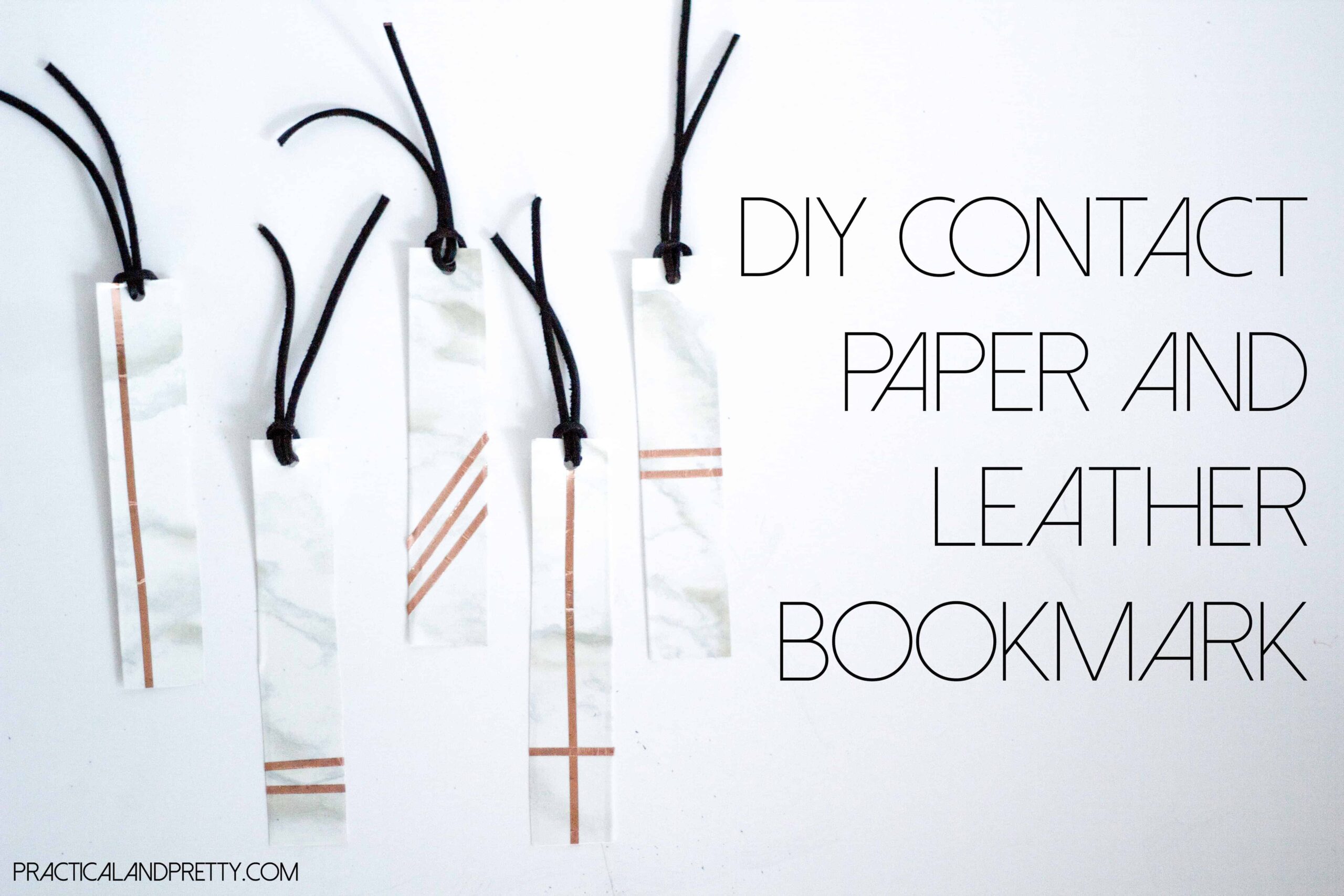 DIY Contact Paper and Leather Bookmark