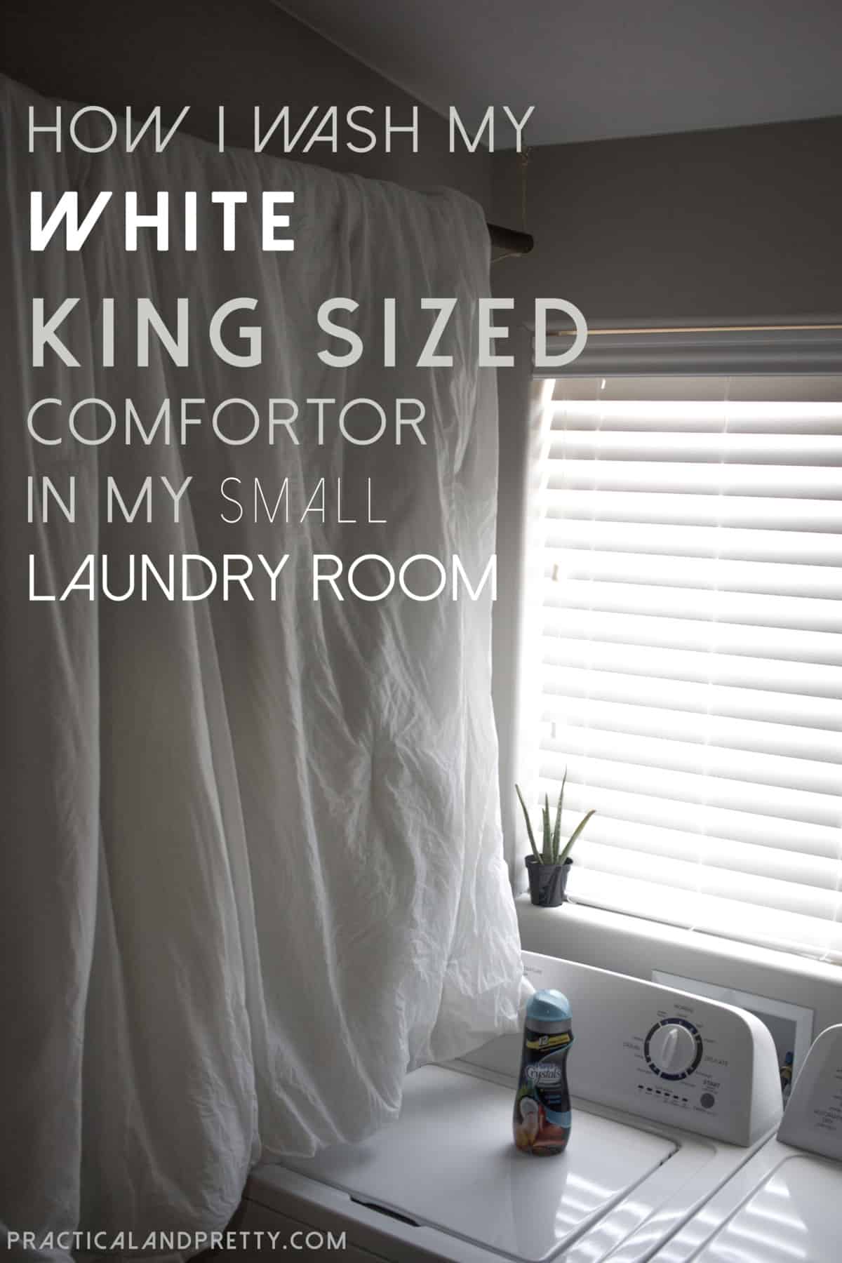 Washing a king sized comforter in a tiny laundry room can be hard, but I've got a super simple solution for you!