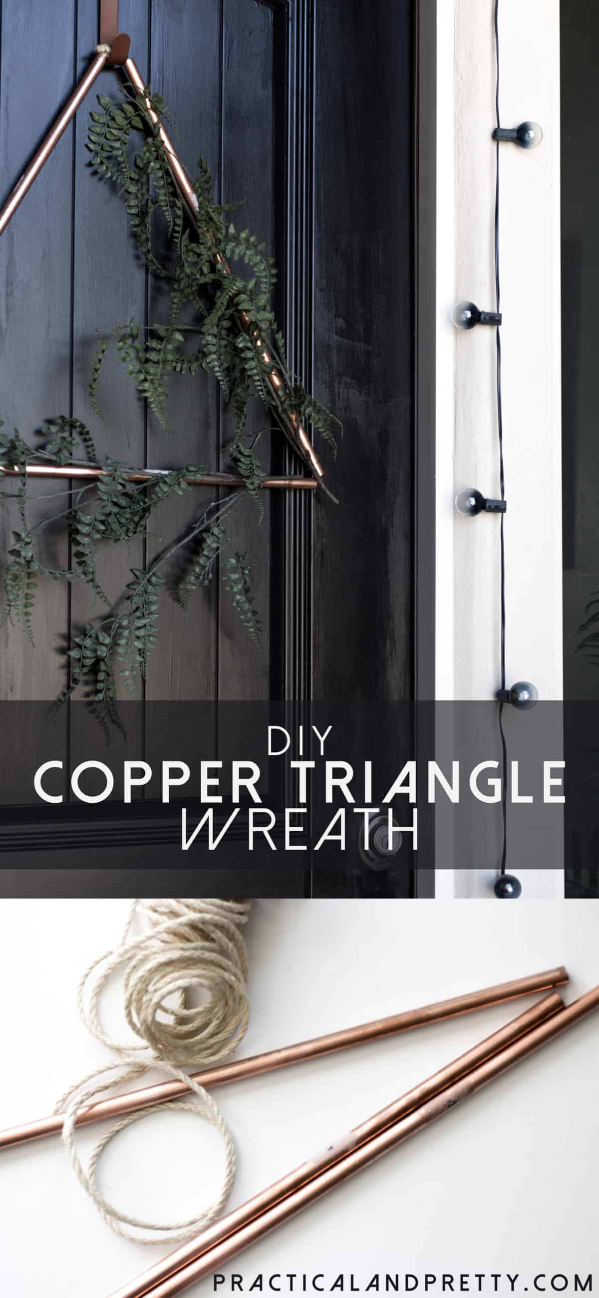 This DIY is simple but has a big impact on any door. I put it against my all black door for a little extra pop. Use foliage or keep it all metal!
