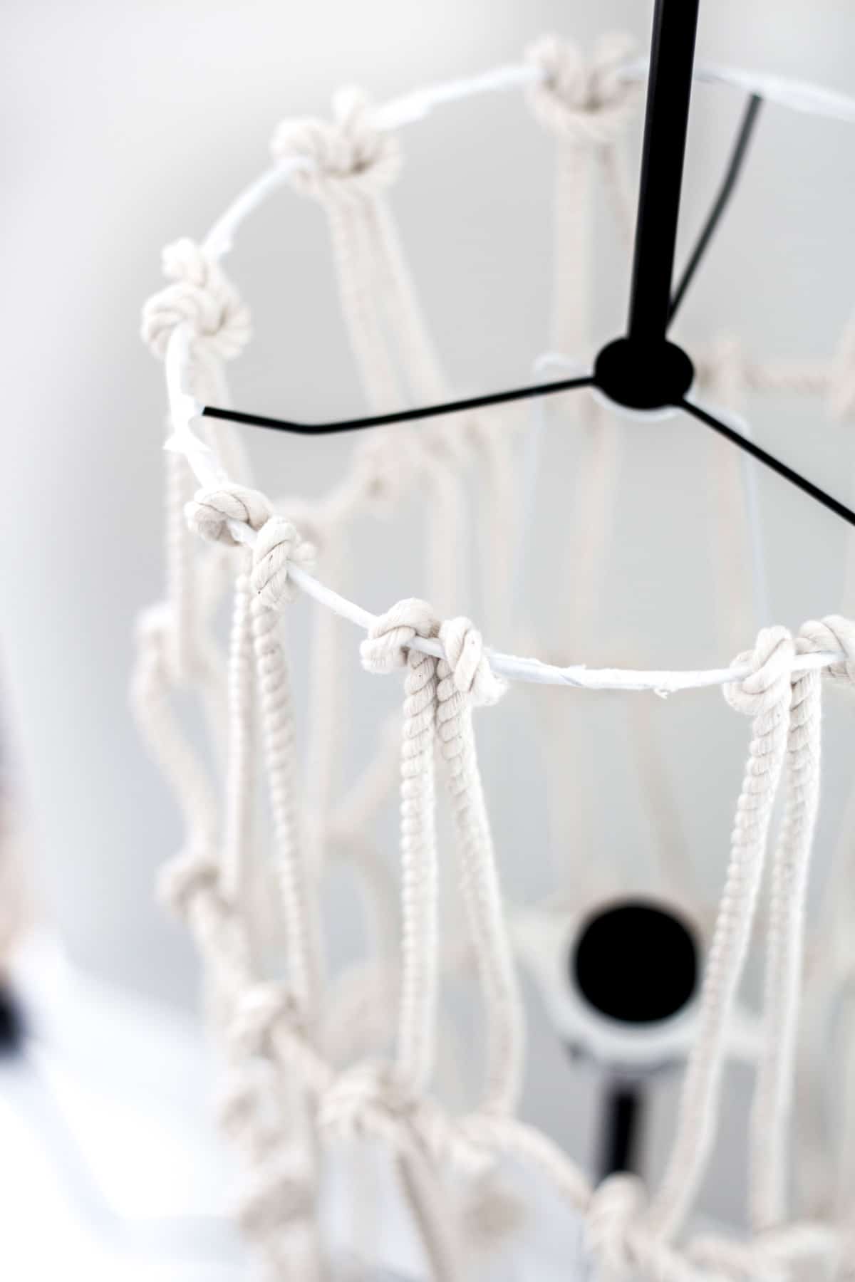 This macrame lamp hack was really pretty simple. The HOLMO lamp can look so boring. Maybe yours needs a little update too!