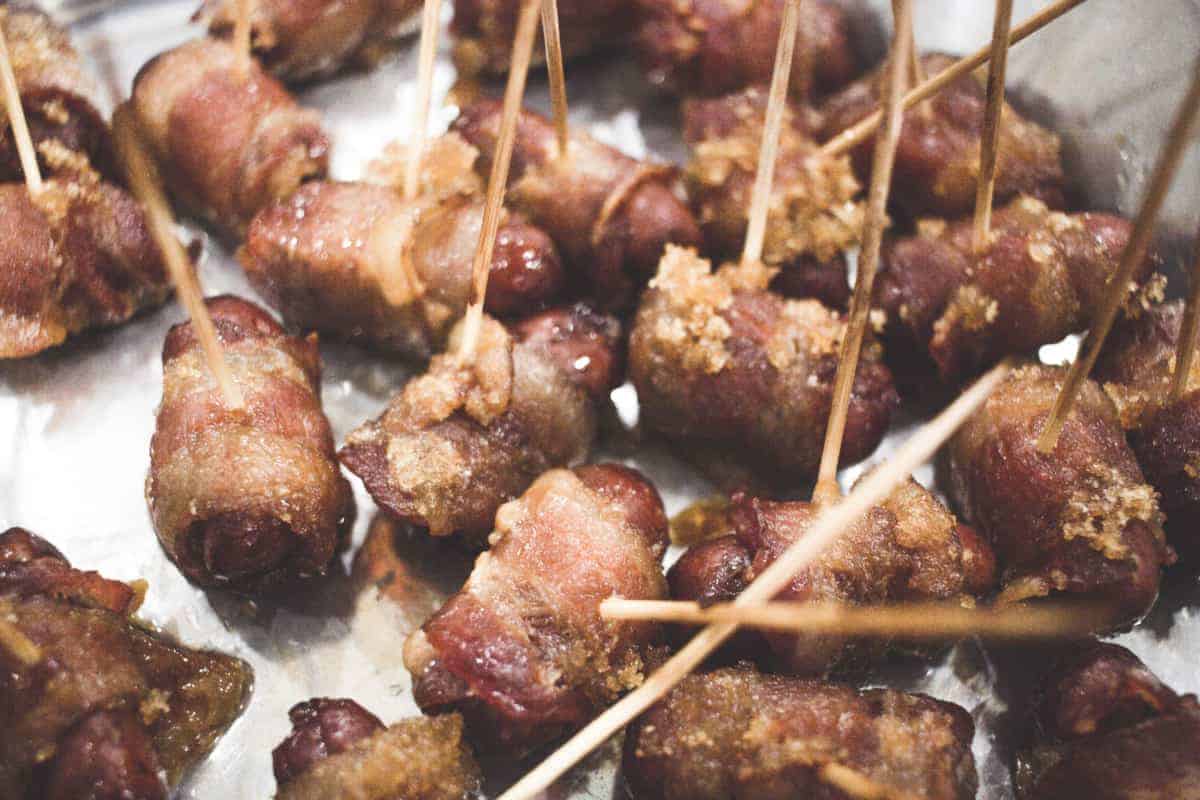 You are going to want to make an extra pan of these bacon wrapped weenies just for yourself. They are that good!