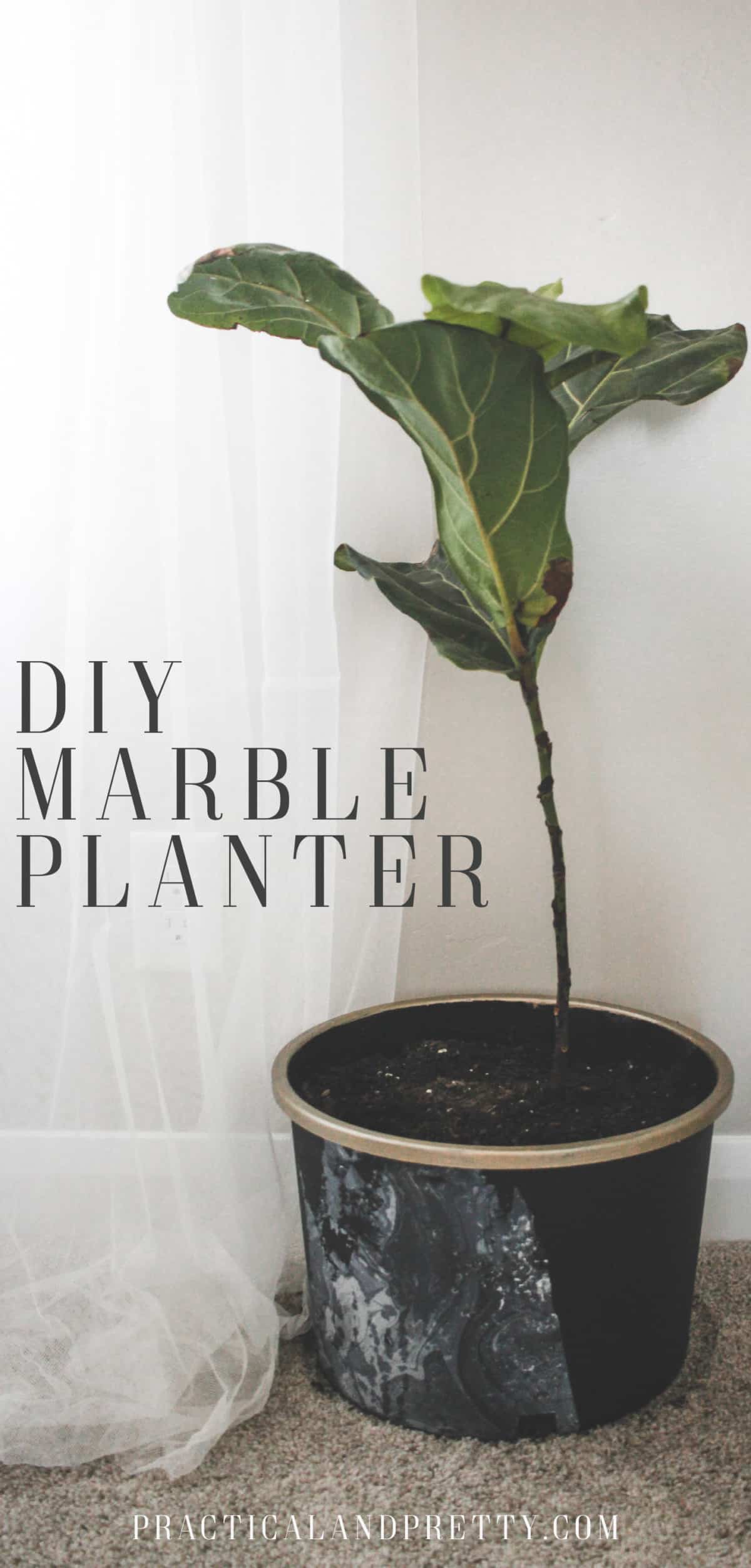 Take these basic black planters to the next level using paint with a water marbling technique for a marble planter.