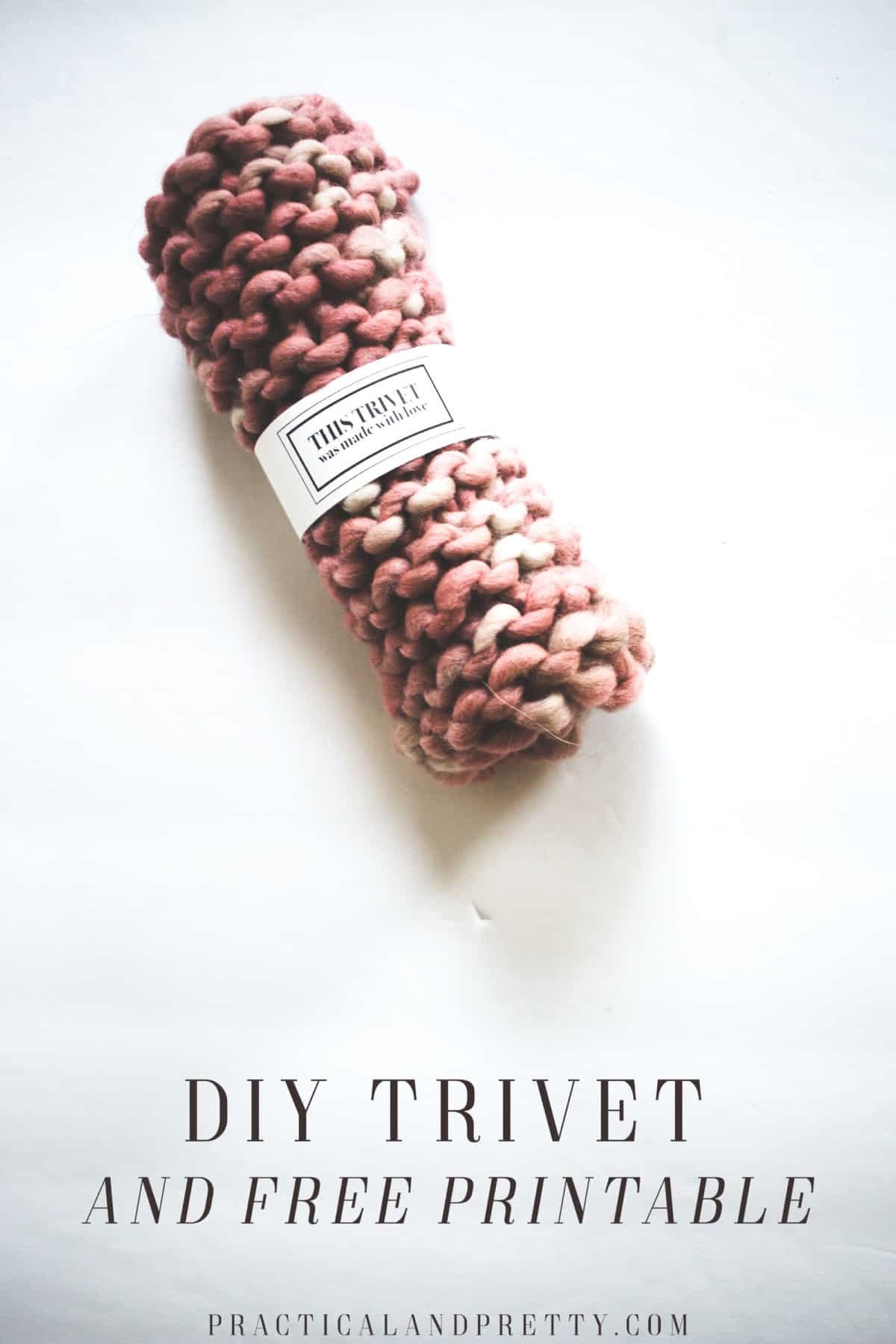 Knitting a trivet is literally one of the easiest knitting projects you can do and so I made you a free printable to gift them away!
