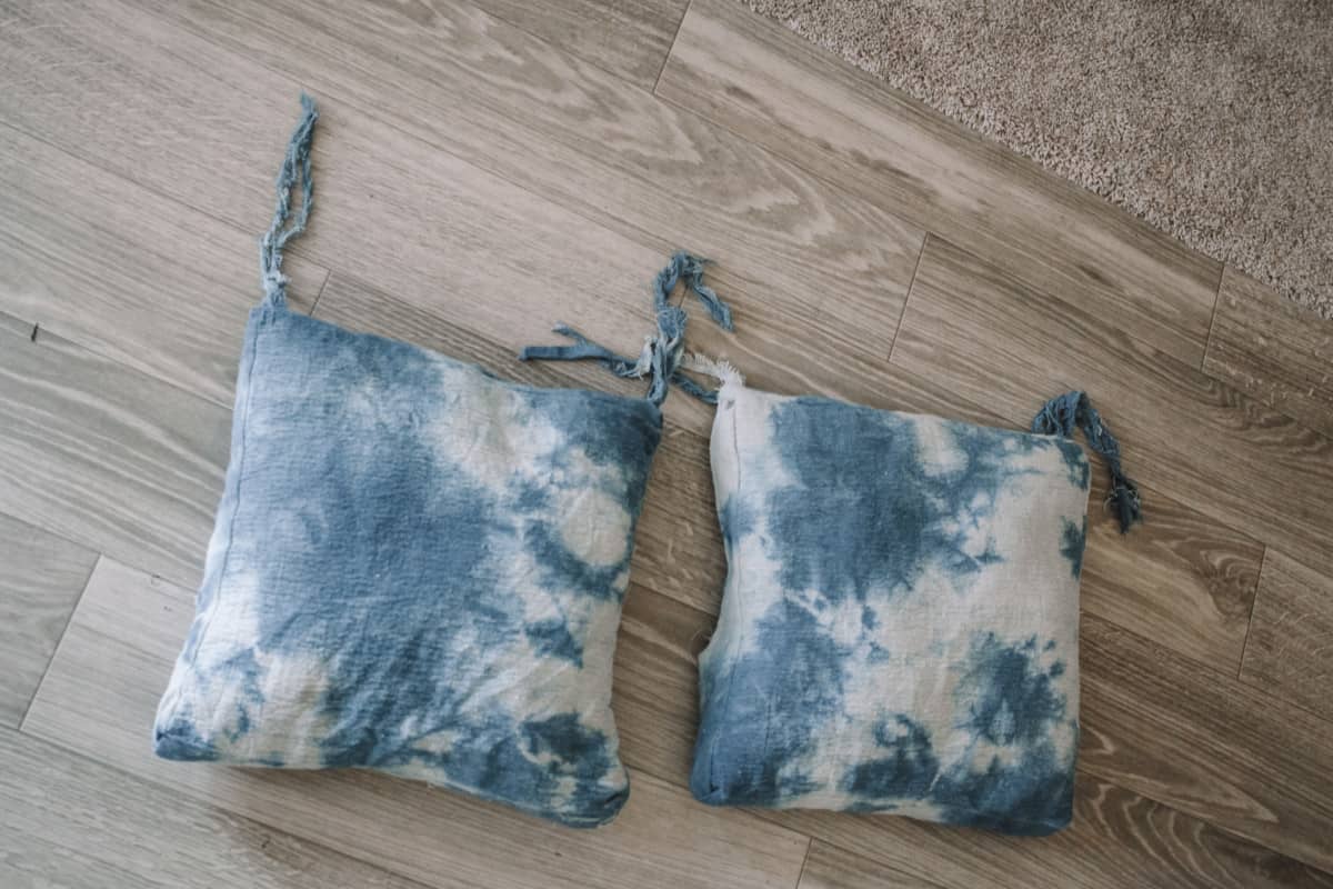 finished seat cushions indigo dyed