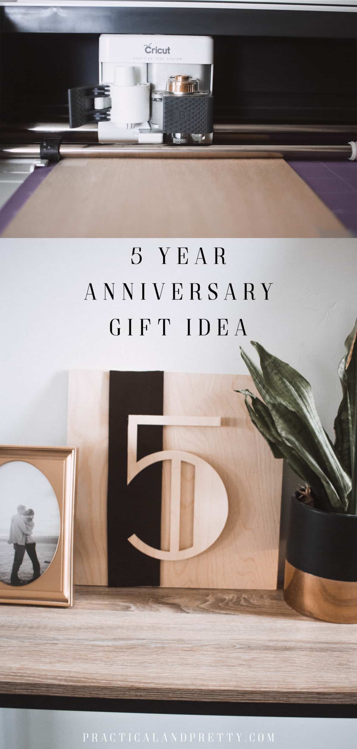 Use your Cricut Maker to make a 5 year anniversary gift for your spouse or maybe a couple close to you celebrating their big 5! 