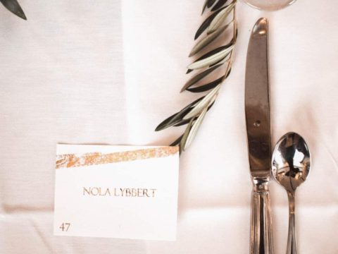 Add a touch of gold to your wedding lunch or dinner with these name cards. Save some money with some simple DIY wedding elements like this.