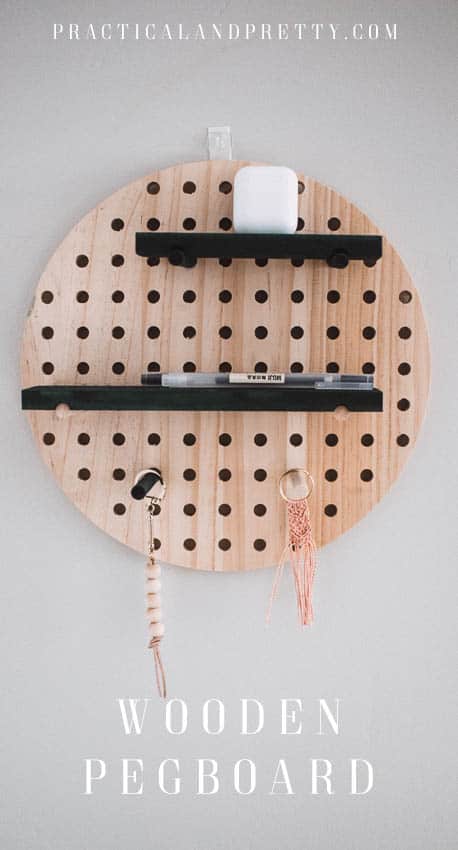 This beautiful dyed wooden pegboard is super customizable for any room in your home! You can dye it any class to match your style