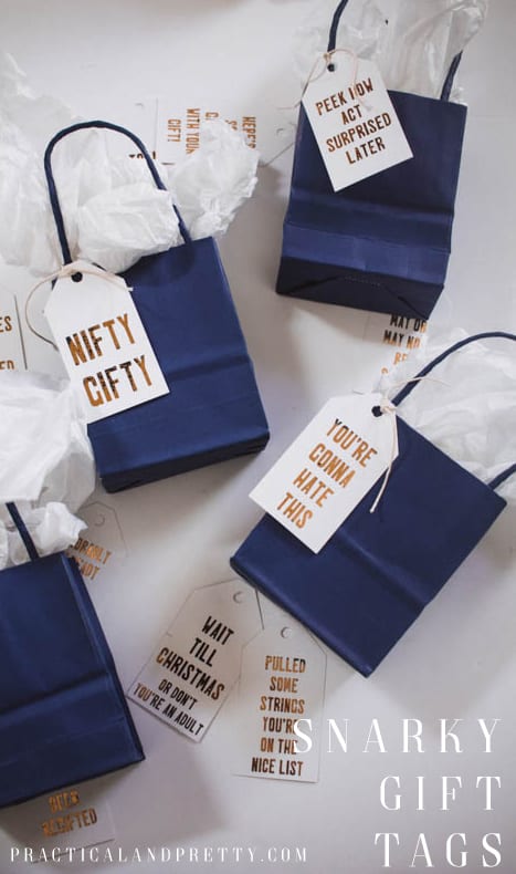 These are gift tags for any occasion, whether you're putting something under your Christmas tree for yourself of just getting a lame gift for a friend!