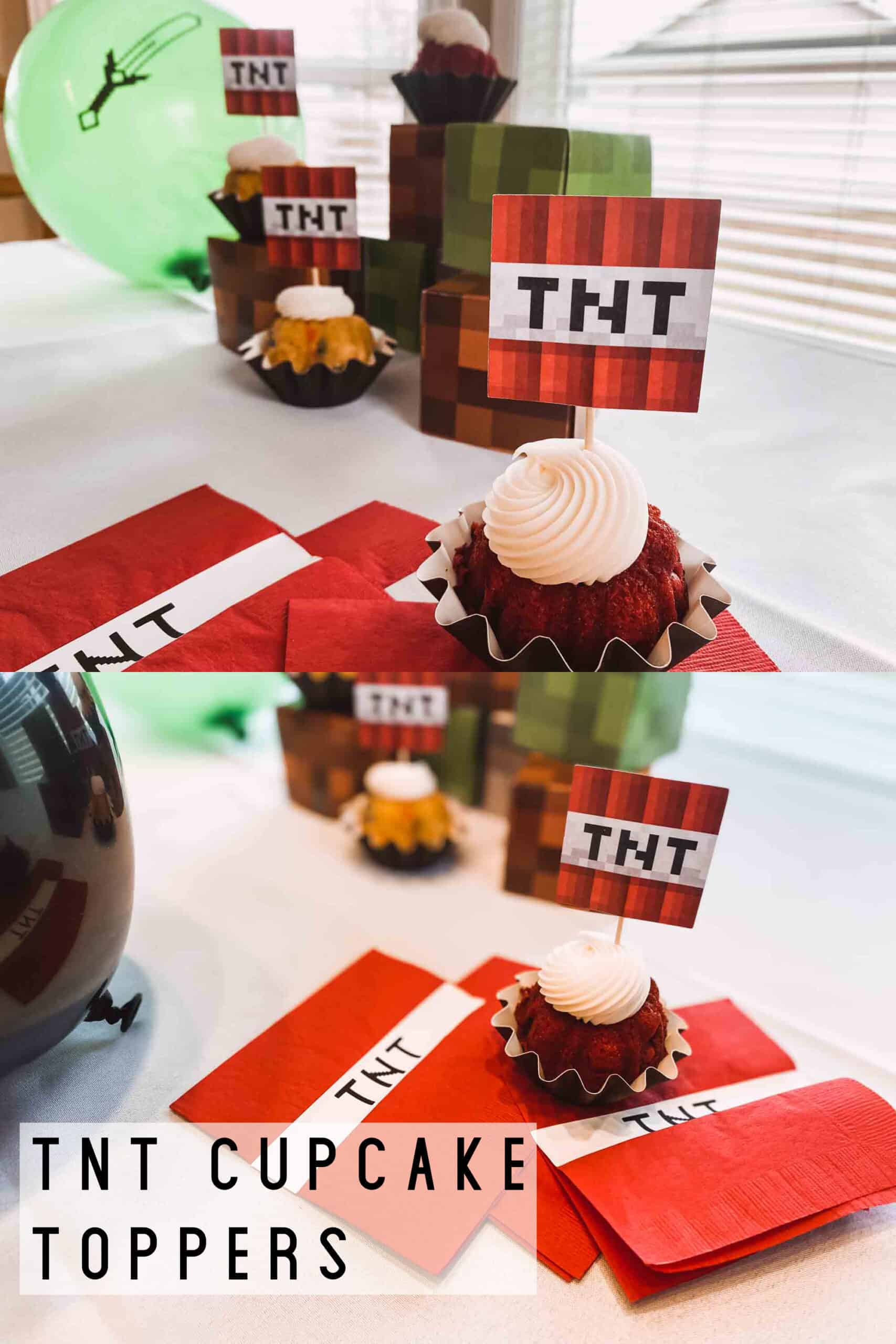 Top a cupcake with this fun minecraft party supply DIY.