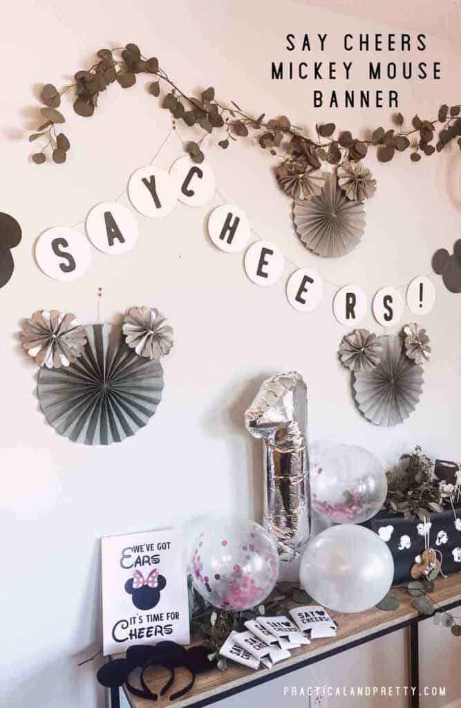 If you’re throwing a Mickey Mouse Birthday Party, then I have a really great DIY banner that will have all of your party-goers saying ‘cheers!’