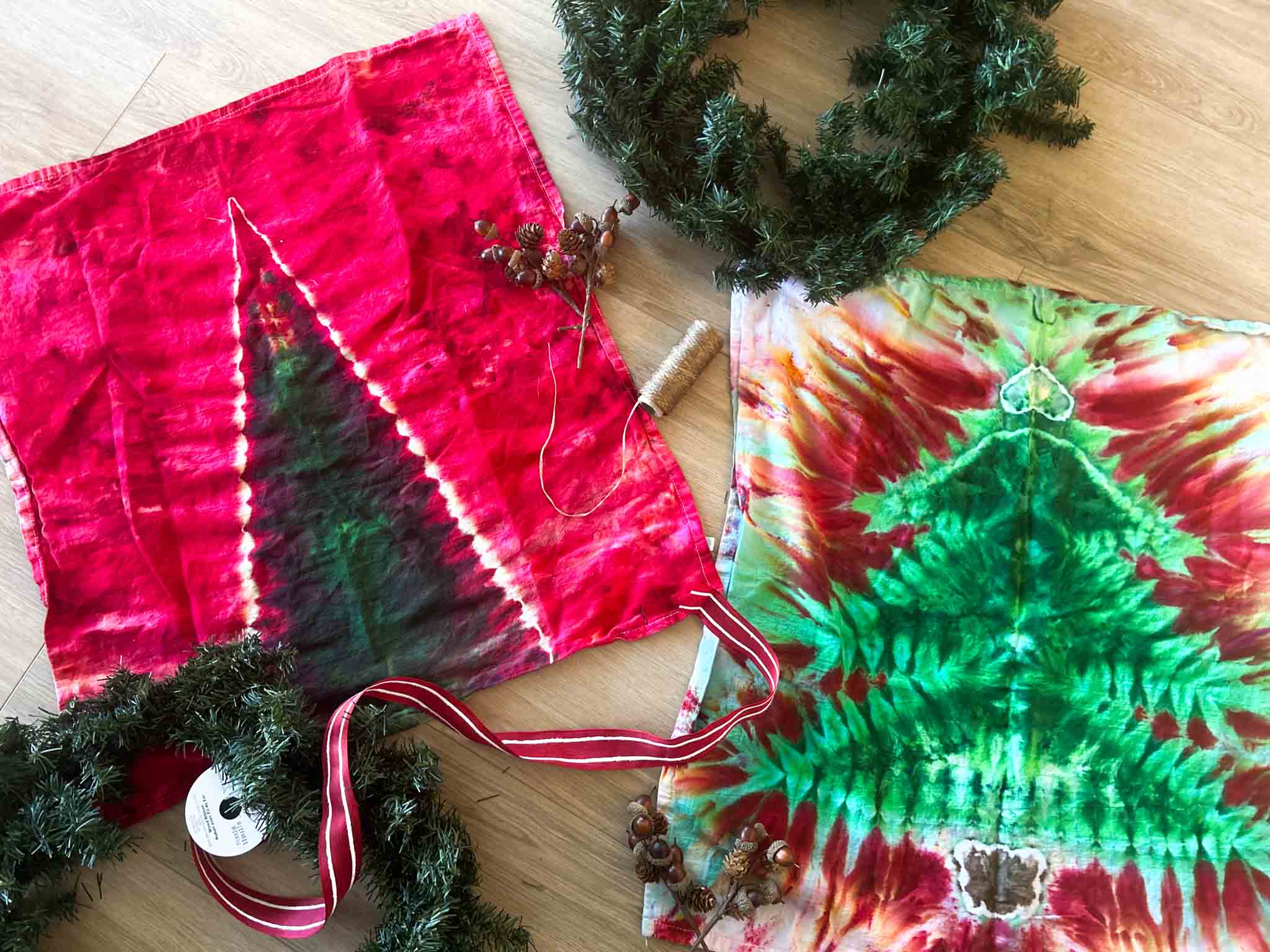 Two Ways to Fold a Tie Dye Christmas Tree