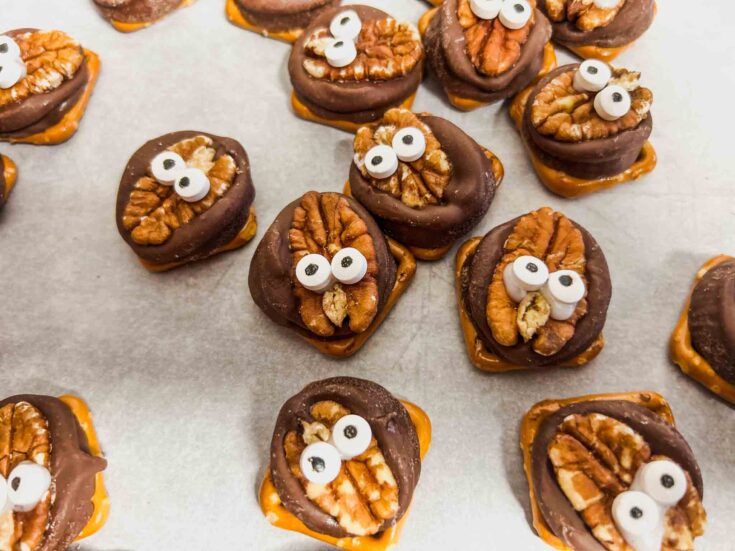 rolo pretzel bites owl party food ideas