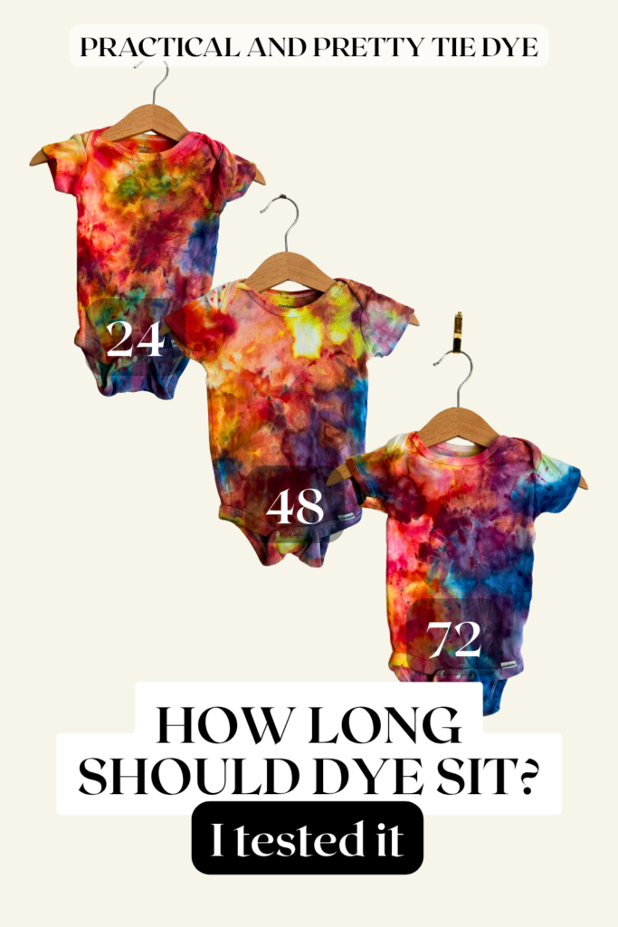Side-by-side image of the three onesies labeled 24 hrs, 48 hrs, 72 hrs