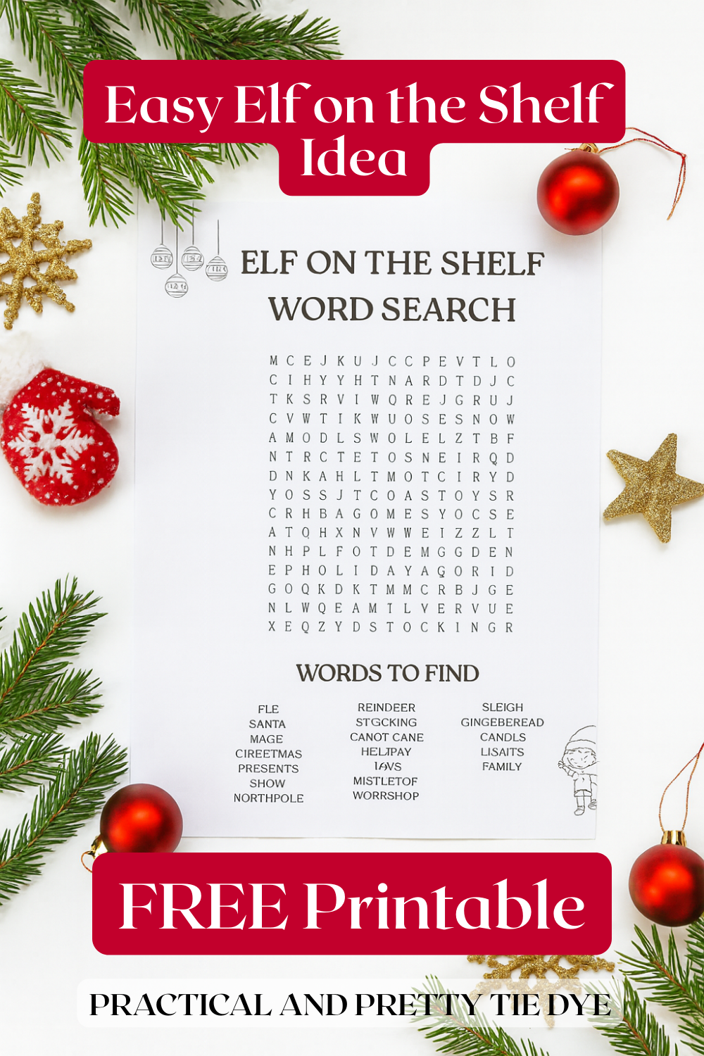 Elf on the Shelf Word Search (Free Printable Activity!) PRACTICAL