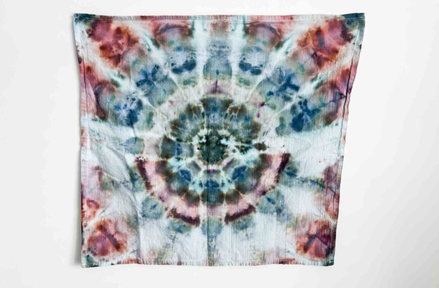 Kaleidoscope tie dye project using Dharma’s special edition colors Bog Goblin, Dark Star, Cherry Smoke, and Crimson Carnage together.