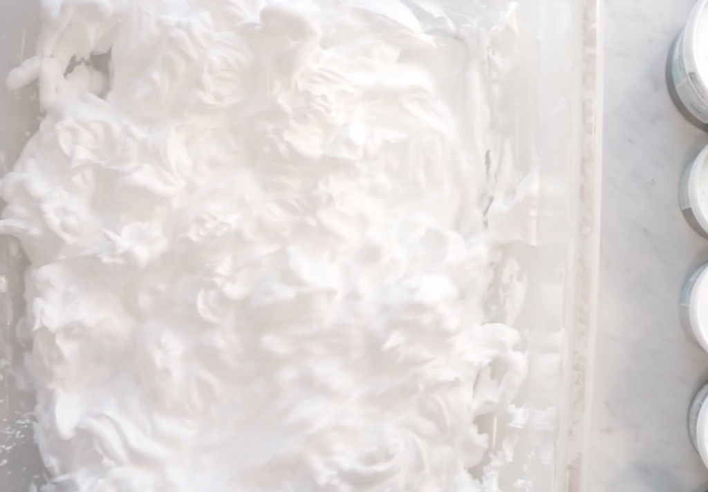 Even layer of shaving cream ready for shaving cream tie dye shoes