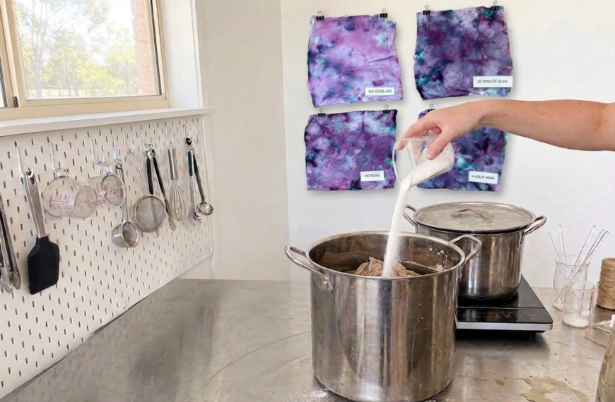 Hand pouring soda ash in bucket for soda ash for ite dye soak