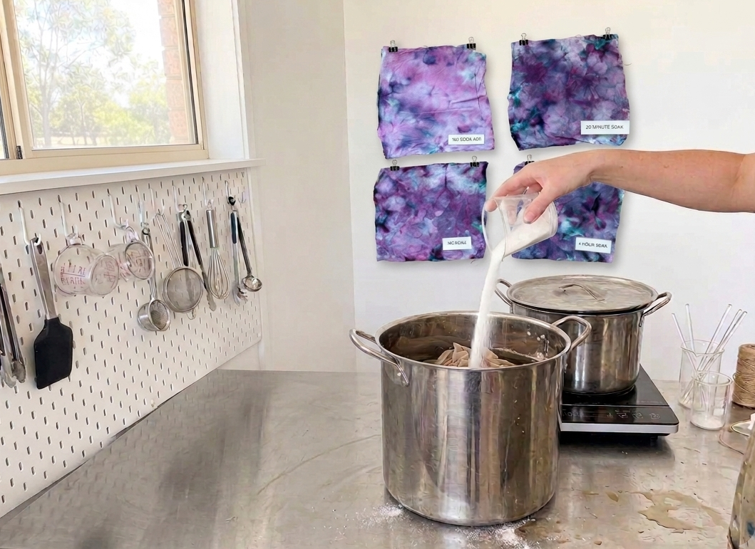 Hand pouring soda ash in bucket for soda ash for ite dye soak