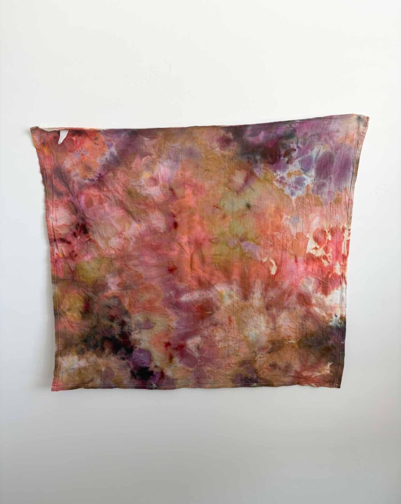 Fall tie dye scrunch fold in chino, terracotta, and black cherry with a warm pink and purple blend